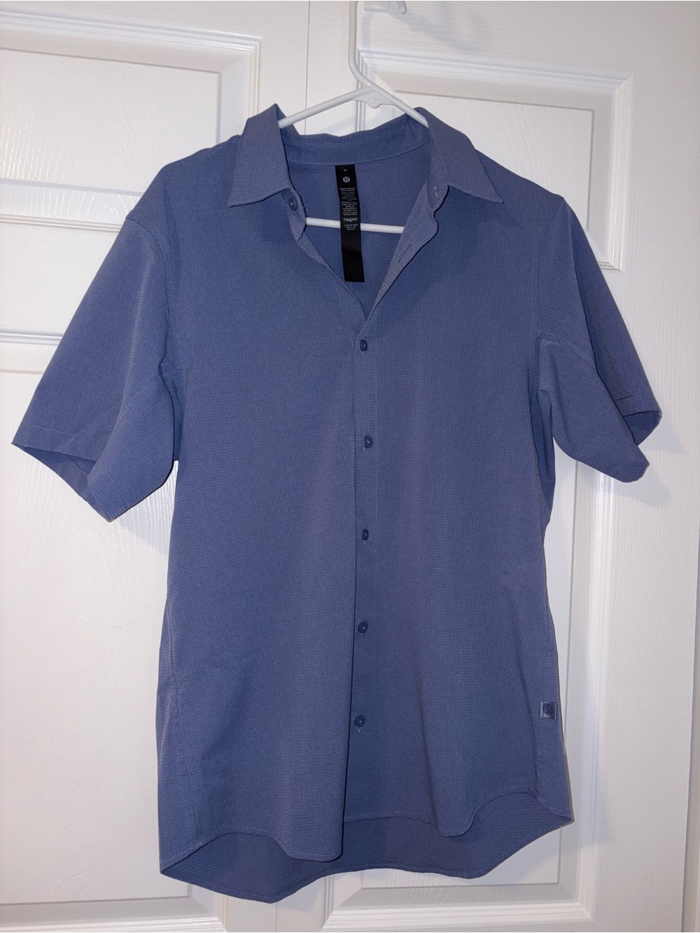 lululemon athletica Short-Sleeve Button-Down Shirt in Slate Blue